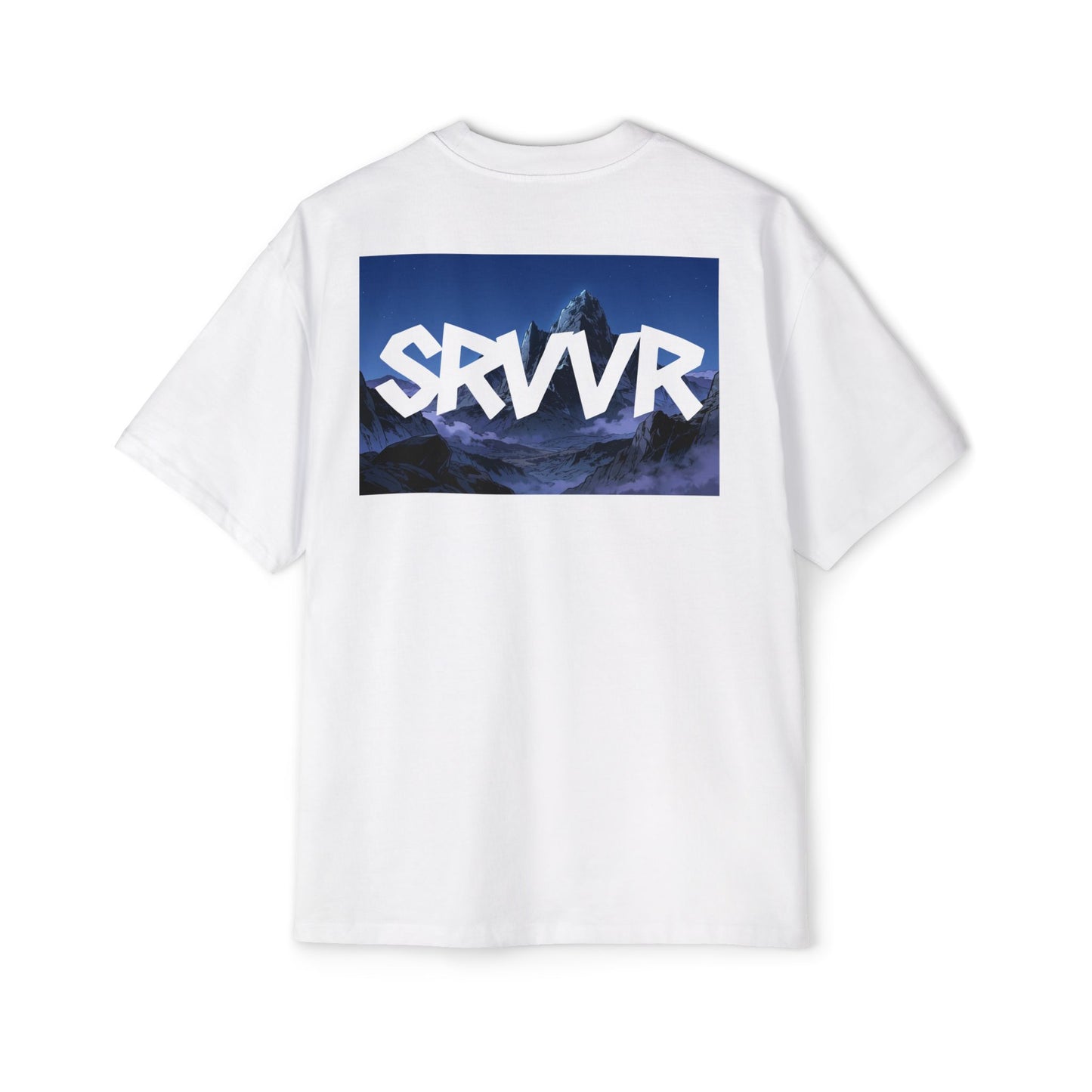 SRVVR midnight mountain anime graphic tee white streetwear
